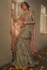 Ethereal Mint & Blush Hand-Embellished Bridal Lehenga