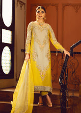 Arched Blossom – Yellow & Silver Embroidered Suit
