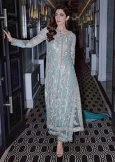 Ice Blue Embroidered Luxury Ensemble