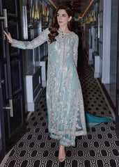 Ice Blue Embroidered Luxury Ensemble