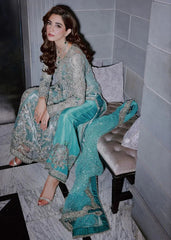 Ice Blue Embroidered Luxury Ensemble