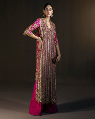 Fuchsia & Gold Hand-Embroidered Luxury Suit