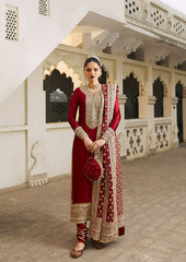 Majestic Red Velvet Embellished Ensemble