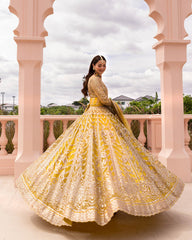 Golden Radiance – Yellow Embellished Bridal Maxi