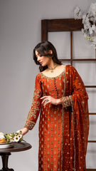 Rust Gold Embroidered Luxury Suit