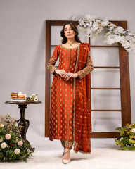 Rust Gold Embroidered Luxury Suit