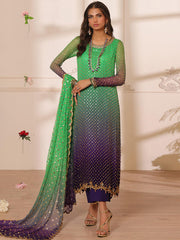 Radiant Ombre – Green & Purple Embellished Ensemble