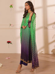 Radiant Ombre – Green & Purple Embellished Ensemble