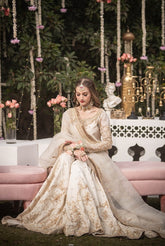 Eternal Elegance – Ivory & Gold Embroidered Bridal Ensemble