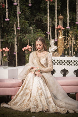 Eternal Elegance – Ivory & Gold Embroidered Bridal Ensemble