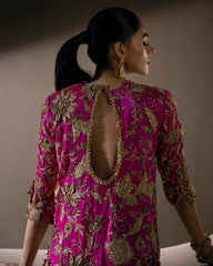 Fuchsia & Gold Hand-Embroidered Luxury Suit