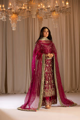 Majestic Magenta & Gold Embroidered Ensemble