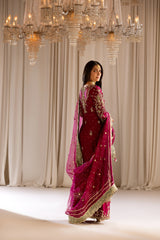 Majestic Magenta & Gold Embroidered Ensemble