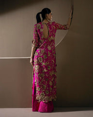 Fuchsia & Gold Hand-Embroidered Luxury Suit