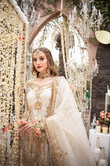 Eternal Elegance – Ivory & Gold Embroidered Bridal Ensemble