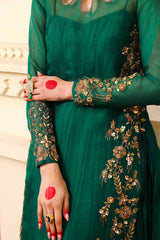Emerald Enchant – Green Embroidered Formal Ensemble