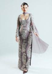 Amethyst Allure – Silver Embellished Evening Gown