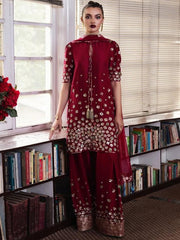 Maroon Embellished Gharara Suit
