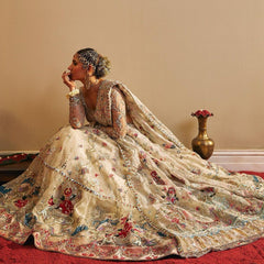 Ivory Multicolor Hand-Embroidered Bridal Lehenga
