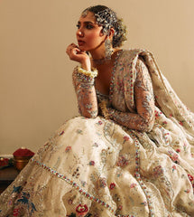 Ivory Multicolor Hand-Embroidered Bridal Lehenga