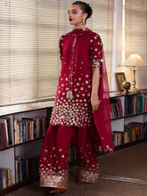 Maroon Embellished Gharara Suit