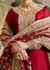 Majestic Red Velvet Embellished Ensemble