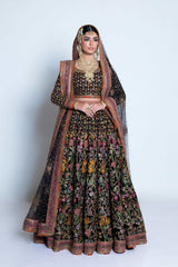 Regal Black & Multicolor Bridal Lehenga