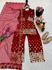 Maroon Embellished Gharara Suit