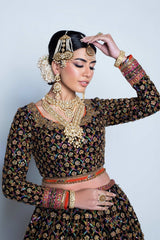 Regal Black & Multicolor Bridal Lehenga