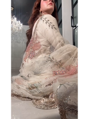 Celestial Bloom – Ivory Hand-Embroidered Luxury Ensemble