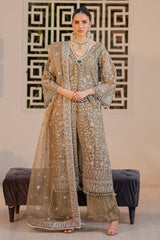 Olive Radiance – Hand-Embroidered Formal Ensemble