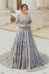 Celestial Silver-Blue Bridal Maxi