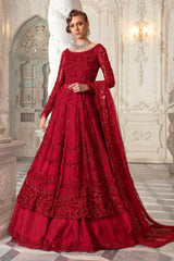 Crimson Majesty – Scarlet Embroidered Gown Ensemble