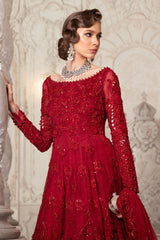 Crimson Majesty – Scarlet Embroidered Gown Ensemble
