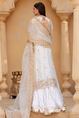 Ethereal Glow – White & Gold Embroidered Formal Ensemble