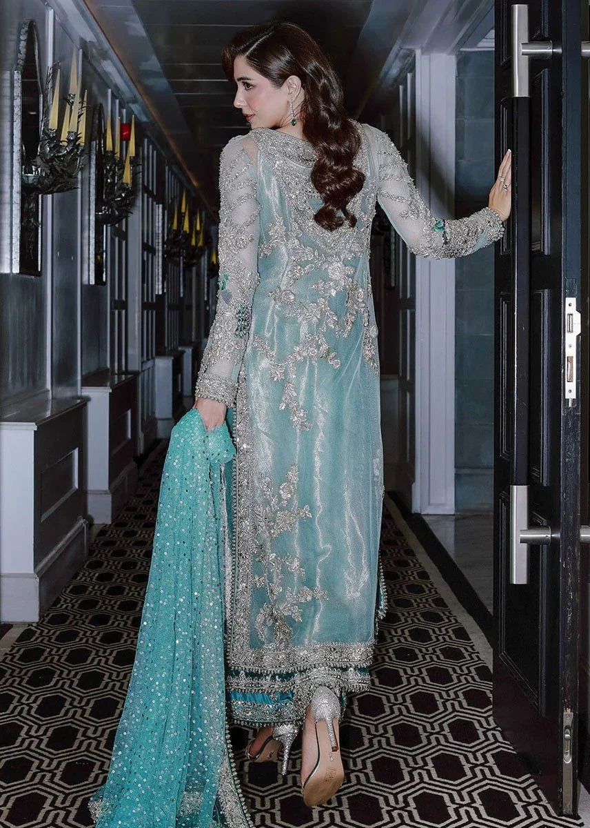 Ice Blue Embroidered Luxury Ensemble