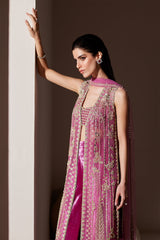 Orchid Pink Hand-Embellished Long Jacket Ensemble