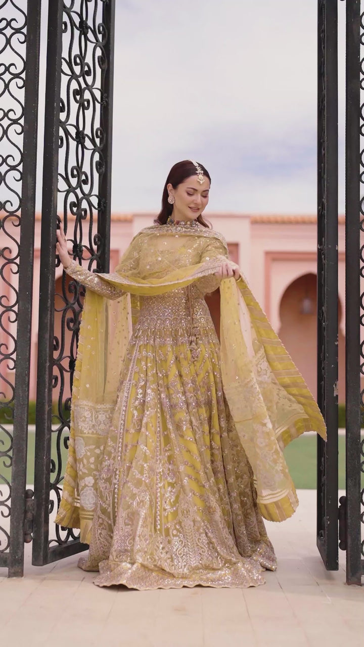 Golden Radiance – Yellow Embellished Bridal Maxi