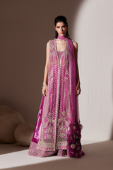 Orchid Pink Hand-Embellished Long Jacket Ensemble