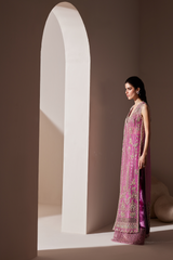Orchid Pink Hand-Embellished Long Jacket Ensemble