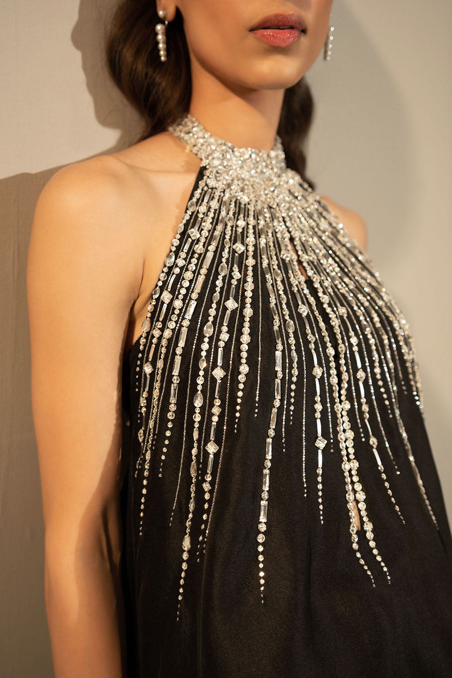 Black Crystal Embellished Dress