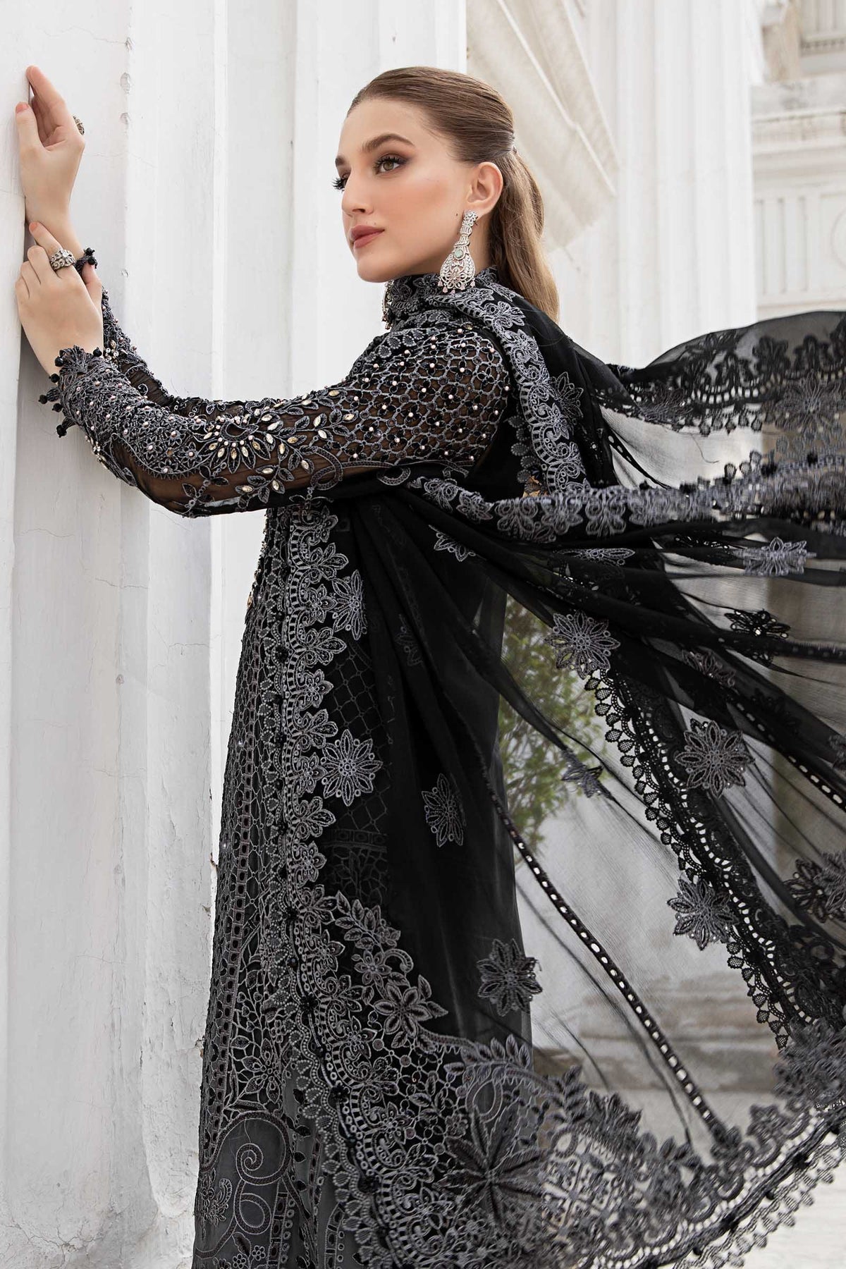 Unstitched Embroidered Chiffon Suit