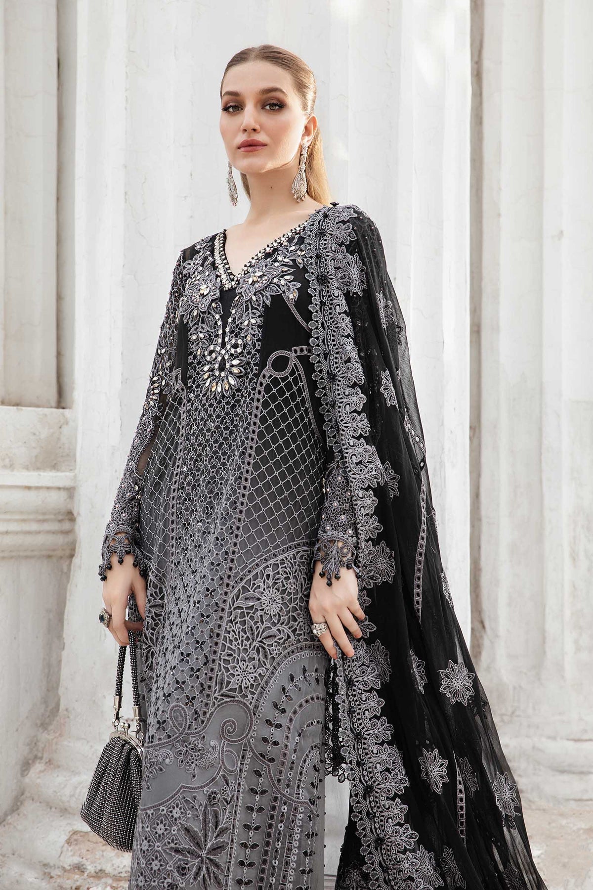 Unstitched Embroidered Chiffon Suit