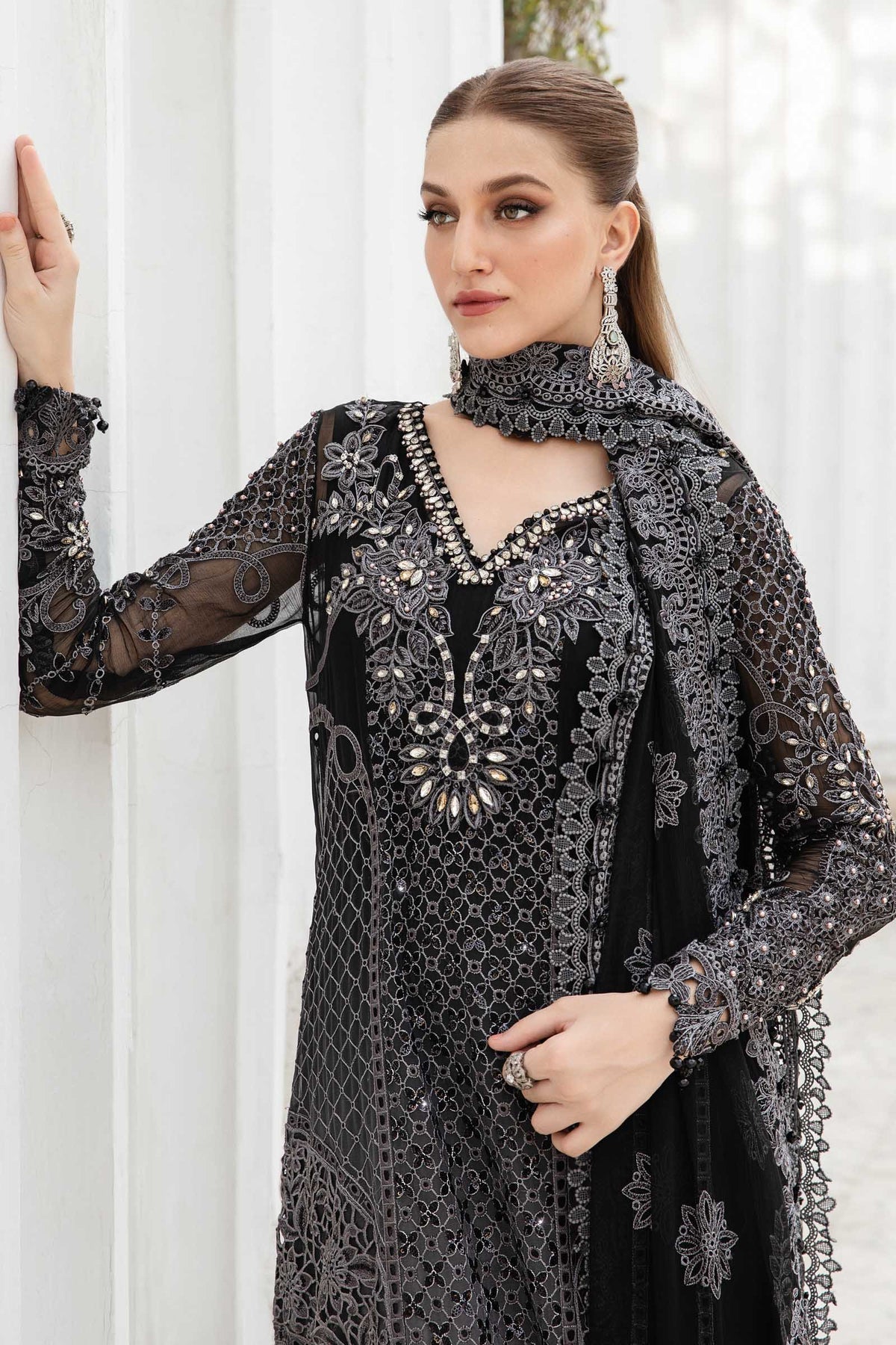 Unstitched Embroidered Chiffon Suit