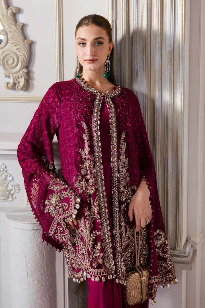 3 Piece Unstitched Embroidered Chiffon Suit