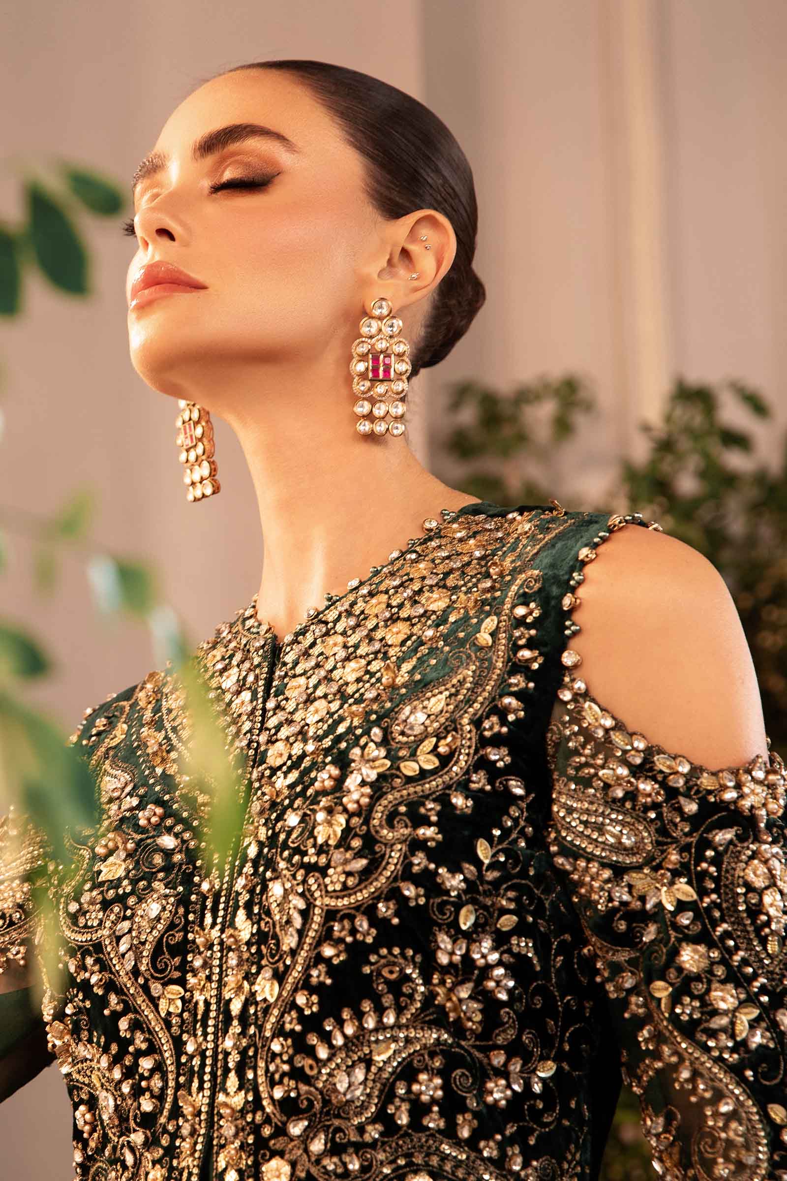Majestic Emerald Bridal Gown with Heavy Embellishments