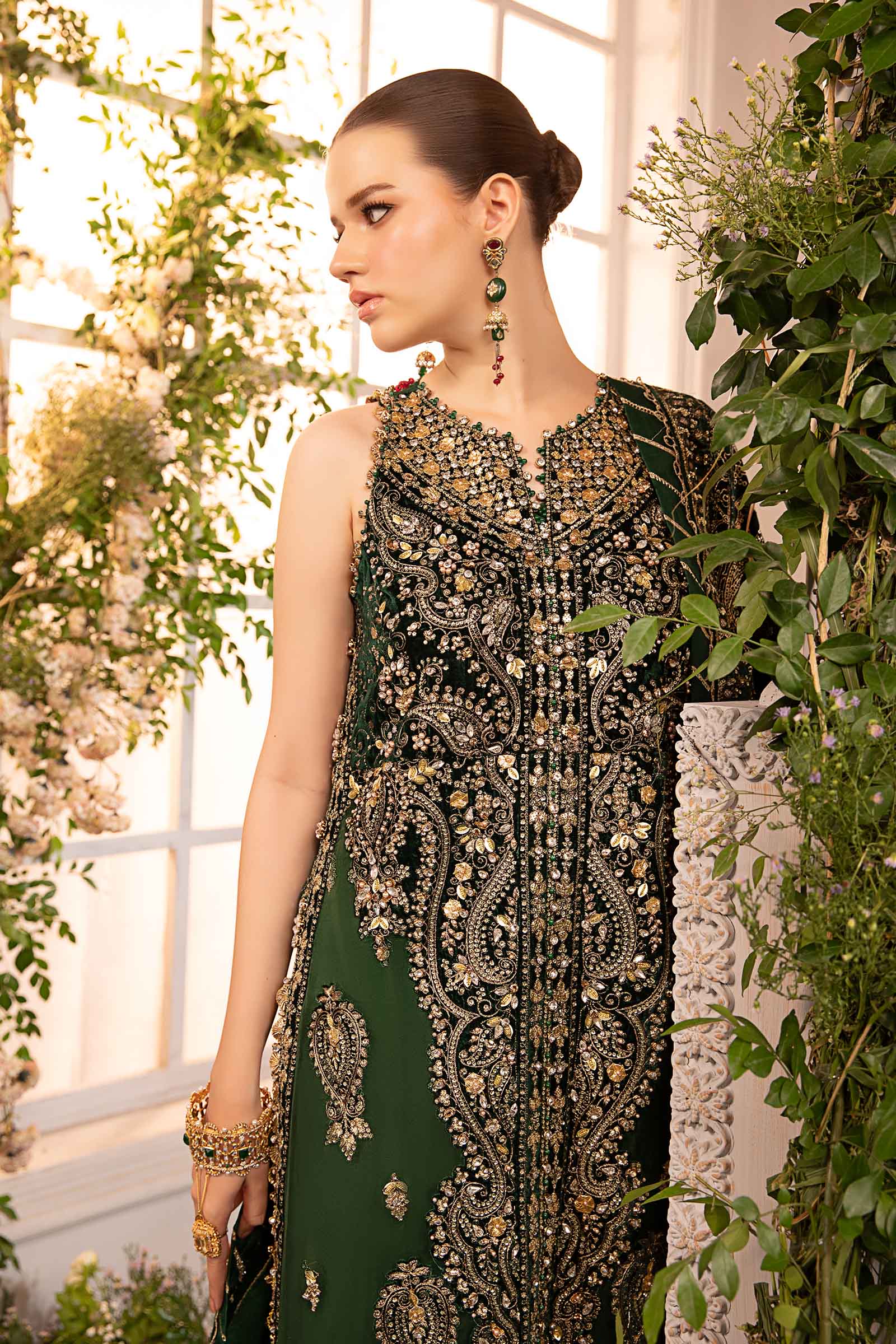 Majestic Emerald Bridal Gown with Heavy Embellishments