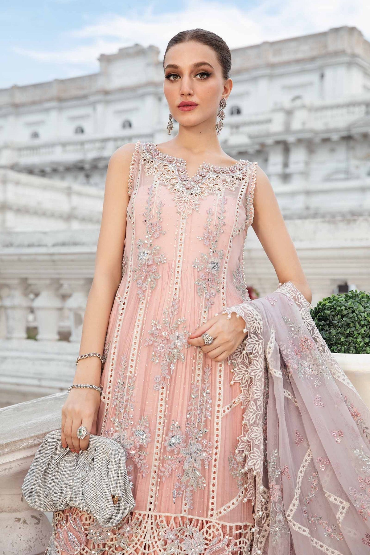 Unstitched Embroidered Chiffon Suit