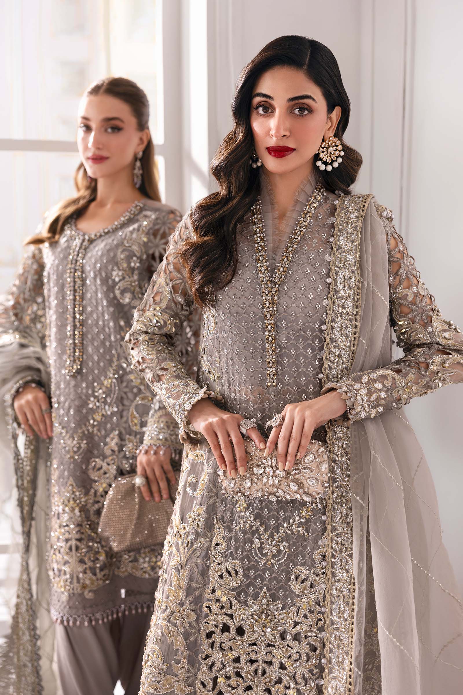 Regal Grey Embroidered Luxury Ensemble