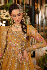 Radiant Mustard Embellished Bridal Anarkali with Dupatta
